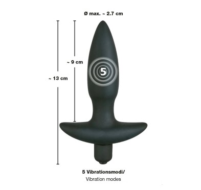 Wibrująca Wtyczka Analna Z Uchwytem Mała(13cm) - Black Velvets